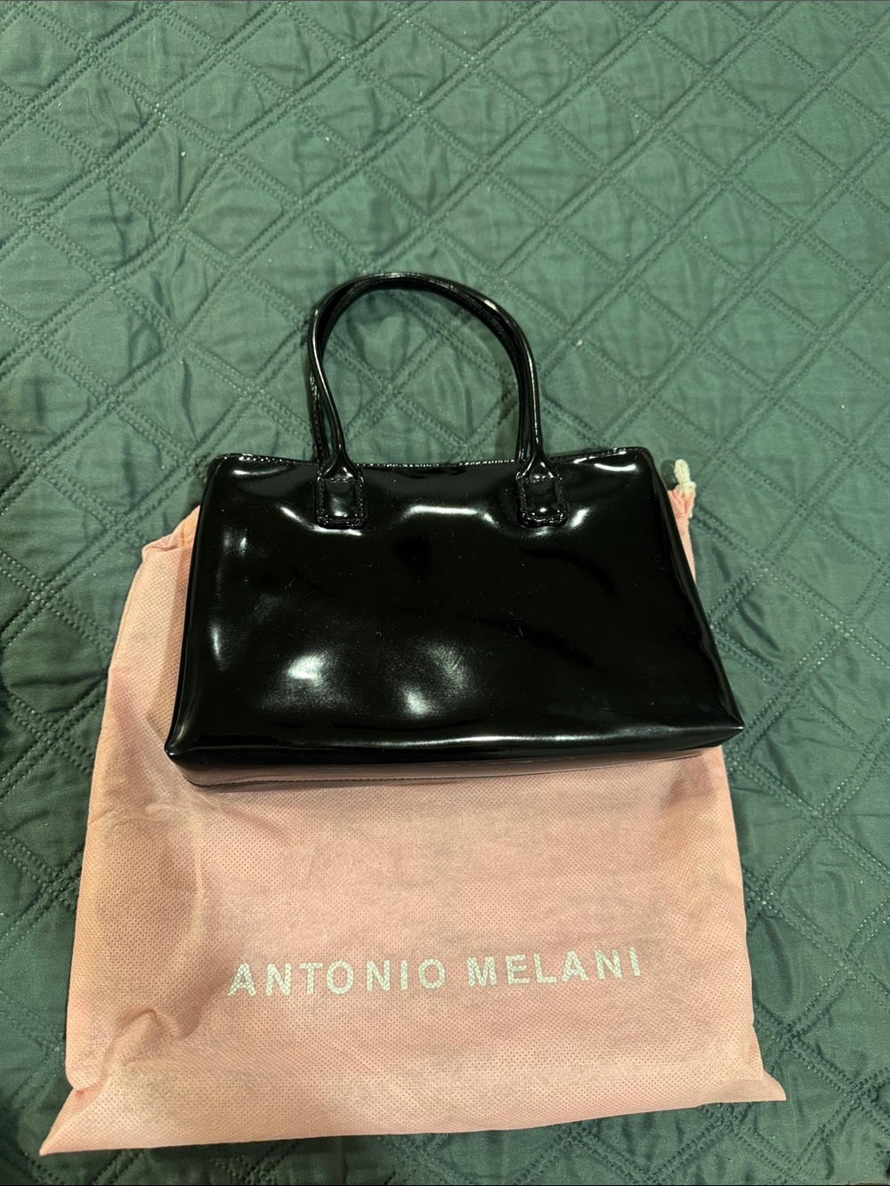 ANTONIO MELANI Black Patent Mini Top-Handle Bag